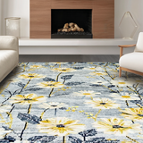 Ultra Soft Area Rug, Non Slip, Stain Resistant, Washable Area Rugs for Living Room, Bedroom, Subtle Earthy Floral Design(Gray)