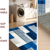 Ultra Soft Area Rug, Non Slip, Stain Resistant, Washable Area Rugs for Living Room, Bedroom, Vibrant Blue and Gray Interplay(Blue)