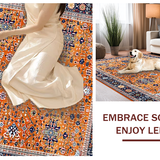 Ultra Soft Area Rug, Non Slip, Stain Resistant, Washable Area Rugs for Living Room, Bedroom, Lively Colorful Ethnic Motif Design(Orange)