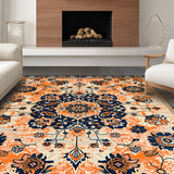 Ultra Soft Area Rug, Non Slip, Stain Resistant, Washable Area Rugs for Living Room, Bedroom, Whimsical Vintage Blossom Arrangement(Orange)