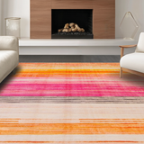 Ultra Soft Area Rug, Non Slip, Stain Resistant, Washable Area Rugs for Living Room, Bedroom, Enchanting Multicolored Sunshine Design(Orange)