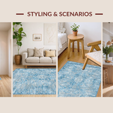 Ultra Soft Area Rug, Non Slip, Stain Resistant, Washable Area Rugs for Living Room, Bedroom, Dainty Bow Design Preppy Rug Stylish Bathroom Accent Cute Washable Carpet(Blue)