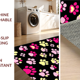Ultra Soft Area Rug, Non Slip, Stain Resistant, Washable Area Rugs for Living Room, Bedroom, Bright Cheerful Pet Footprint Art(Black)