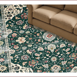 Ultra Soft Area Rug, Non Slip, Stain Resistant, Washable Area Rugs for Living Room, Bedroom, Vintage Floral Distressed Elegance(Green)