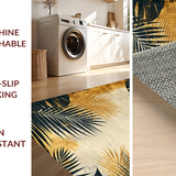 Ultra Soft Area Rug, Non Slip, Stain Resistant, Washable Area Rugs for Living Room, Bedroom, Sophisticated Linear Striped Design(Gold)