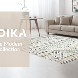 Ultra Soft Area Rug, Non Slip, Stain Resistant, Washable Area Rugs for Living Room, Bedroom, Rustic Textured Circle Design(Beige)