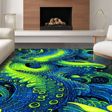 Ultra Soft Area Rug, Non Slip, Stain Resistant, Washable Area Rugs for Living Room, Bedroom, Abyssal Kraken Swirl Area Rug(Blue)