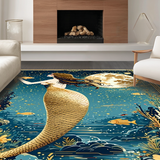 Ultra Soft Area Rug, Non Slip, Stain Resistant, Washable Area Rugs for Living Room, Bedroom, Bright Vintage Fantasy Artwork(Gold)
