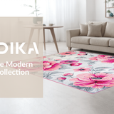 Ultra Soft Area Rug, Non Slip, Stain Resistant, Washable Area Rugs for Living Room, Bedroom, Trendy Symmetrical Modern Motif(Pink)