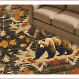 Ultra Soft Area Rug, Non Slip, Stain Resistant, Washable Area Rugs for Living Room, Bedroom, Charming Lodge Bear Imagery(Brown)