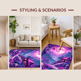 Ultra Soft Area Rug, Non Slip, Stain Resistant, Washable Area Rugs for Living Room, Bedroom, Enchanting Floral Fantasy Composition(Purple)