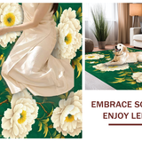Ultra Soft Area Rug, Non Slip, Stain Resistant, Washable Area Rugs for Living Room, Bedroom, Naturalistic Peony Blossom Style(Green)