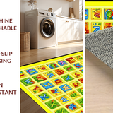 Ultra Soft Area Rug, Non Slip, Stain Resistant, Washable Area Rugs for Living Room, Bedroom, Lively Kaleidoscopic Educational Display(Yellow)