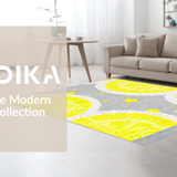 Ultra Soft Area Rug, Non Slip, Stain Resistant, Washable Area Rugs for Living Room, Bedroom, Lively Round Graphic Design(Yellow)