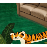 Ultra Soft Area Rug, Non Slip, Stain Resistant, Washable Area Rugs for Living Room, Bedroom, Vibrant Jungle Animal Motif(Green)