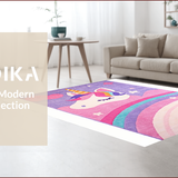 Ultra Soft Area Rug, Non Slip, Stain Resistant, Washable Area Rugs for Living Room, Bedroom, Vibrant Kawaii Rainbow Fantasy(Purple)