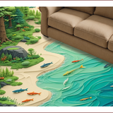 Ultra Soft Area Rug, Non Slip, Stain Resistant, Washable Area Rugs for Living Room, Bedroom, Rustic Wildlife Bass Lodge Living Room Rug(Blue)