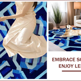 Ultra Soft Area Rug, Non Slip, Stain Resistant, Washable Area Rugs for Living Room, Bedroom, Modern Deep Royal Geometric Living Room Rug(Blue)