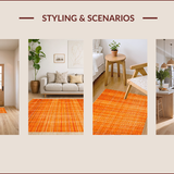 Ultra Soft Area Rug, Non Slip, Stain Resistant, Washable Area Rugs for Living Room, Bedroom, Elegant Modern Textured Element(Orange)