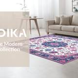 Ultra Soft Area Rug, Non Slip, Stain Resistant, Washable Area Rugs for Living Room, Bedroom, Elegant Ogee Inspired Composition(White)