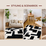 Ultra Soft Area Rug, Non Slip, Stain Resistant, Washable Area Rugs for Living Room, Bedroom, Geometric Black White Floor Rug(Gray)
