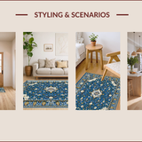 Ultra Soft Area Rug, Non Slip, Stain Resistant, Washable Area Rugs for Living Room, Bedroom, Vibrant Geometric Cultural Aesthetic(Blue)