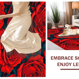 Ultra Soft Area Rug, Non Slip, Stain Resistant, Washable Area Rugs for Living Room, Bedroom, Whimsical Bright Floral Accent(Red)