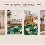 Ultra Soft Area Rug, Non Slip, Stain Resistant, Washable Area Rugs for Living Room, Bedroom, Elegant Monstera Patterned Accent(Green)