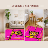 Ultra Soft Area Rug, Non Slip, Stain Resistant, Washable Area Rugs for Living Room, Bedroom, Cute Cartoon Leopard Decorative Flair(Pink)