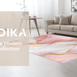 Ultra Soft Area Rug, Non Slip, Stain Resistant, Washable Area Rugs for Living Room, Bedroom, Serene Minimalist Marble Waves(Pink)