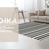 Ultra Soft Area Rug, Non Slip, Stain Resistant, Washable Area Rugs for Living Room, Bedroom, Hand Woven Rug: Bold Contrast Stripe Woven Floor Accent(Black)