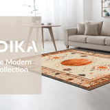 Ultra Soft Area Rug, Non Slip, Stain Resistant, Washable Area Rugs for Living Room, Bedroom, Contemporary Lattice Line Aesthetics(Orange)