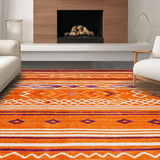 Ultra Soft Area Rug, Non Slip, Stain Resistant, Washable Area Rugs for Living Room, Bedroom, Vibrant Textural Medley Style(Orange)