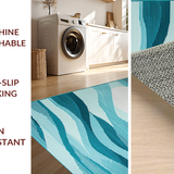 Ultra Soft Area Rug, Non Slip, Stain Resistant, Washable Area Rugs for Living Room, Bedroom, Sleek Minimalist Grey Linear Forms(Blue)