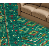 Ultra Soft Area Rug, Non Slip, Stain Resistant, Washable Area Rugs for Living Room, Bedroom, Chic Antique Green Floral Motif(Blue)