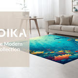 Ultra Soft Area Rug, Non Slip, Stain Resistant, Washable Area Rugs for Living Room, Bedroom, Underwater Adventure Kids Rug Featuring Colorful Sea Creatures Design(Blue)