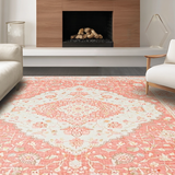 Ultra Soft Area Rug, Non Slip, Stain Resistant, Washable Area Rugs for Living Room, Bedroom, Vibrant Retro Patterned Delight(Pink)