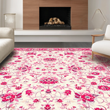 Ultra Soft Area Rug, Non Slip, Stain Resistant, Washable Area Rugs for Living Room, Bedroom, Vibrant Retro Floral Elements(White)