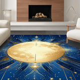 Ultra Soft Area Rug, Non Slip, Stain Resistant, Washable Area Rugs for Living Room, Bedroom, Radiant Solar Lunar Fusion Art(Gold)