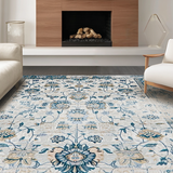 Ultra Soft Area Rug, Non Slip, Stain Resistant, Washable Area Rugs for Living Room, Bedroom, Contemporary Gray Tiled Design(Beige)