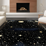 Ultra Soft Area Rug, Non Slip, Stain Resistant, Washable Area Rugs for Living Room, Bedroom, Haunting Star-Dusted Minimalism(Black)