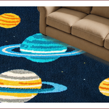Ultra Soft Area Rug, Non Slip, Stain Resistant, Washable Area Rugs for Living Room, Bedroom, Plush Outer Space Area Rug with Planets Design(Blue)