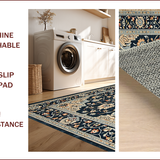 Ultra Soft Area Rug, Non Slip, Stain Resistant, Washable Area Rugs for Living Room, Bedroom, Distressed Vintage Floral Grey Brown Living Room Rug(Blue)