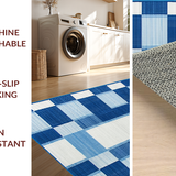 Ultra Soft Area Rug, Non Slip, Stain Resistant, Washable Area Rugs for Living Room, Bedroom, Stylish Minimalist Geometric Lines(Blue)