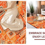 Ultra Soft Area Rug, Non Slip, Stain Resistant, Washable Area Rugs for Living Room, Bedroom, Chic Tribal Linear Composition(Orange)