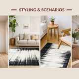 Ultra Soft Area Rug, Non Slip, Stain Resistant, Washable Area Rugs for Living Room, Bedroom, Inkwell Stripe: Casual Cotton Rug, Graphic Black and White Lines(Black)