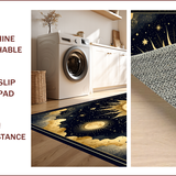 Ultra Soft Area Rug, Non Slip, Stain Resistant, Washable Area Rugs for Living Room, Bedroom, Celestial Moonlit Abstract Style(Gold)