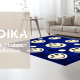 Ultra Soft Area Rug, Non Slip, Stain Resistant, Washable Area Rugs for Living Room, Bedroom, Vibrant Round Funky Art(Blue)