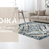 Ultra Soft Area Rug, Non Slip, Stain Resistant, Washable Area Rugs for Living Room, Bedroom, Sophisticated Lattice Gray Visual Piece(Blue)