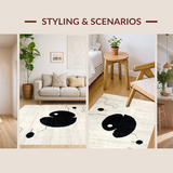 Ultra Soft Area Rug, Non Slip, Stain Resistant, Washable Area Rugs for Living Room, Bedroom, Minimalist Yin Yang Feline Artwork(Gray)
